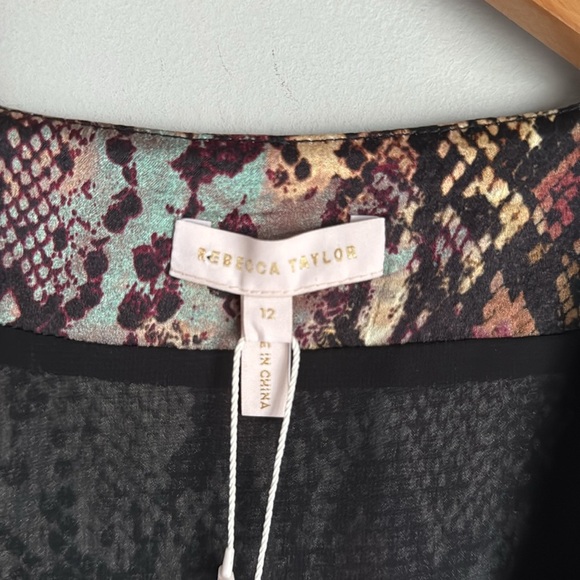 NEW REBECCA TAYLOR Snakeskin Print Silk Wrap Dress 12 - Picture 9 of 16